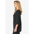 thumbnail image 3 of Roaman's Women's Plus Size Lace V Neck Ultrasmooth Fabric Top, 3 of 4