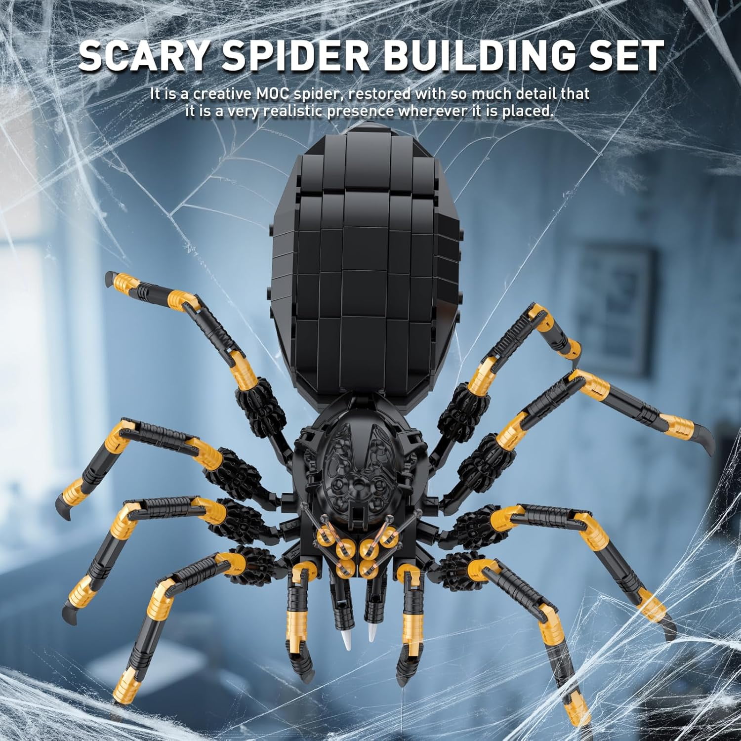 Wild Animals Spider Building Set, Magic Animal Black Spider Model Kit, Horror Halloween Spiders Toy for Kids Adults 8+ (445PCS)