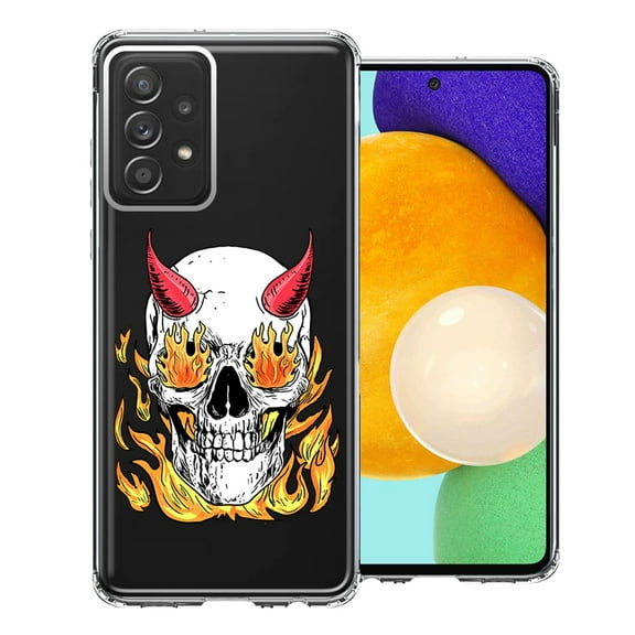 MUNDAZE For Samsung Galaxy A52 Flamming Devil Skull Design Double Layer Phone Case Cover
