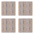 thumbnail image 1 of Tribal Coaster Set of 4, Watercolor Chevron Zigzags Brush Strokes Herringbone Lines, Square Hardboard Gloss Coasters, Standard Size, Navy Blue Orange Black, by Ambesonne, 1 of 2