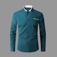 thumbnail image 2 of Daiosportswear Men's Long-Sleeved Shirt Double Collar Business Solid Casual Slim Long-Sleeved Shirt Blue M(M), 2 of 6