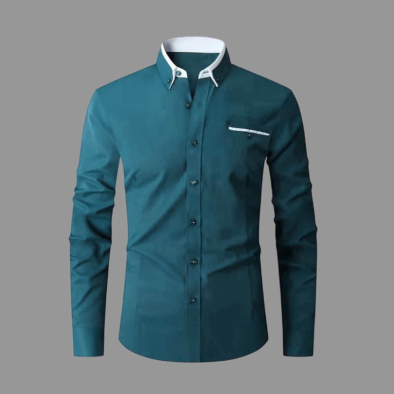 affordable dress shirts asjyhkr Mens Long Sleeve Lightweight Business Casual Button down Color Blocked Classic Collared Shirts(XX-Large,Blue) Baltic Born Womens Spell dress shirts for men white.Inclusive Sizing and Bulk Color:Custom Color(s) Trends: flare