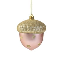 Luoshdecor Christmas Acorn Ornament,2Pcs Gold Glitter Shatterproof Tree Hanging Ball for Home Wedding Holiday Party Supplies 3.9in