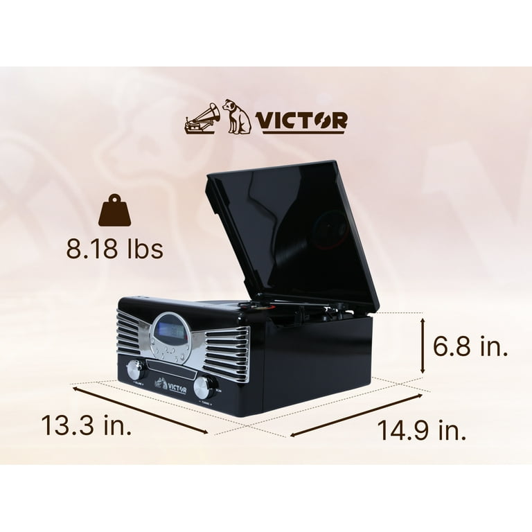 Victor Diner 7-in-1 Turntable Music Center - Vinyl Records Play