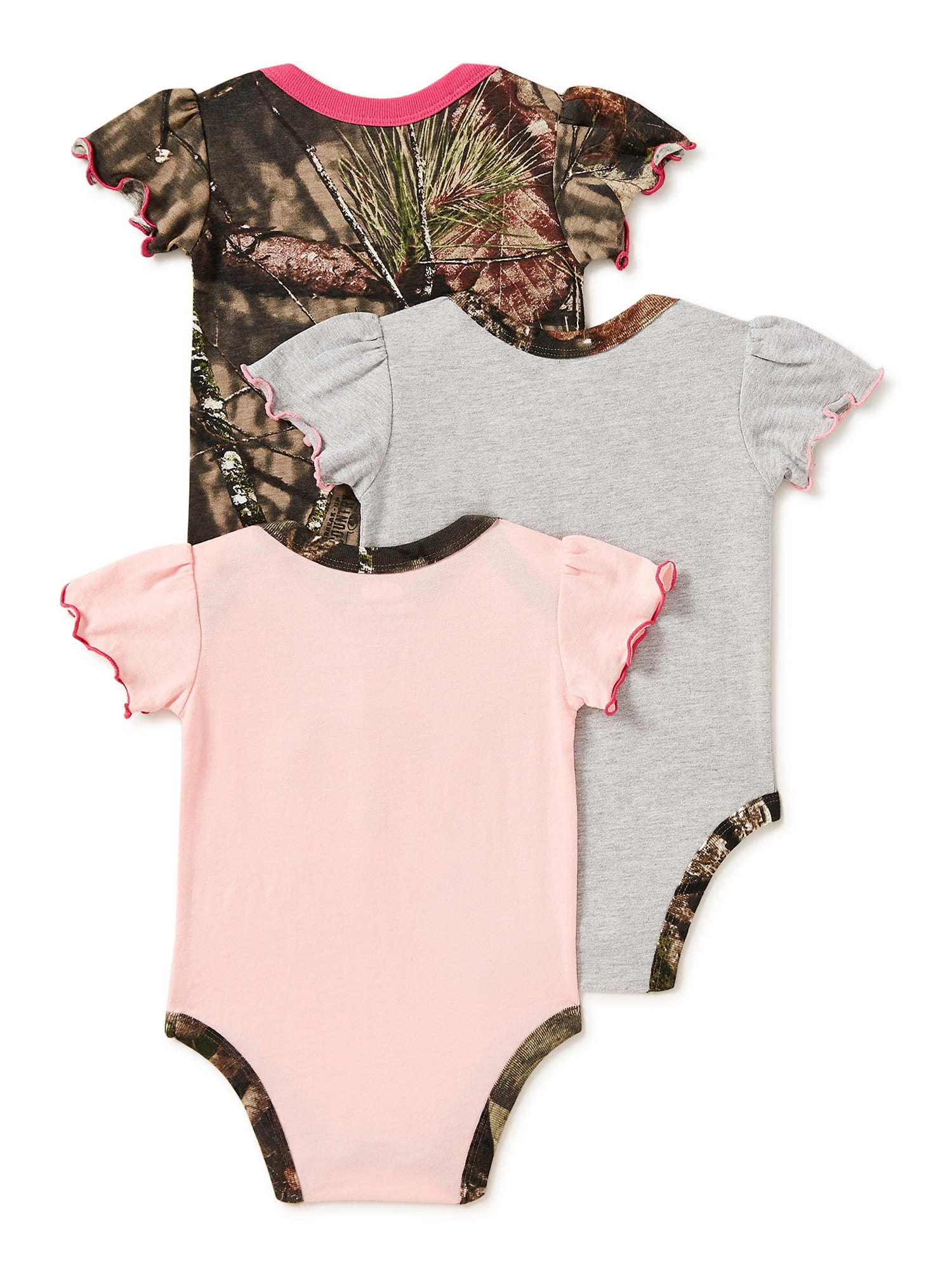 Mossy Oak Baby Girls’ Cutie Creepers, 3-Pack