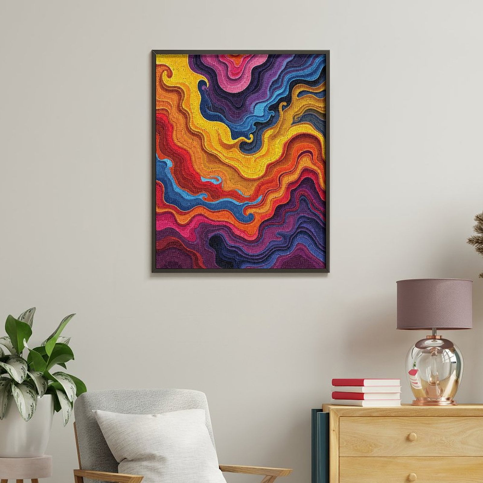 Paint By Numbers Kit for Adults Beginner - DIY Abstract Colorful Waves Art Canvas Painting Kits for Adults, Frameless Paint By Number for Adults for Home Wall Decor 16x20 Inch