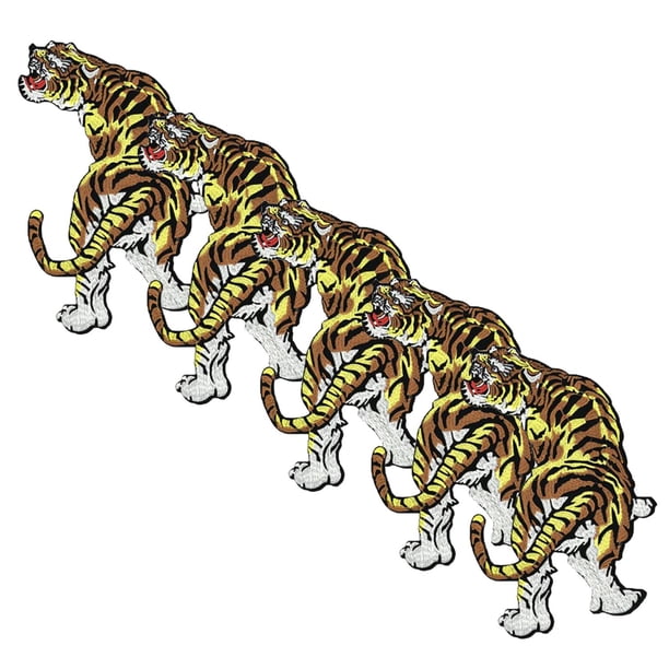 Parche de Tigre Felino para Ropa Tiger04 5 Parches Tiger 21x34cm Amarillo/Blanco Bordado Adhesivo para Planchar. PatchPros Parches MXTIT-005