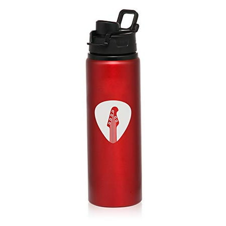 - MIP Brand 25 oz Aluminum Sports Water Travel Bottle Guitar Pick (Red)