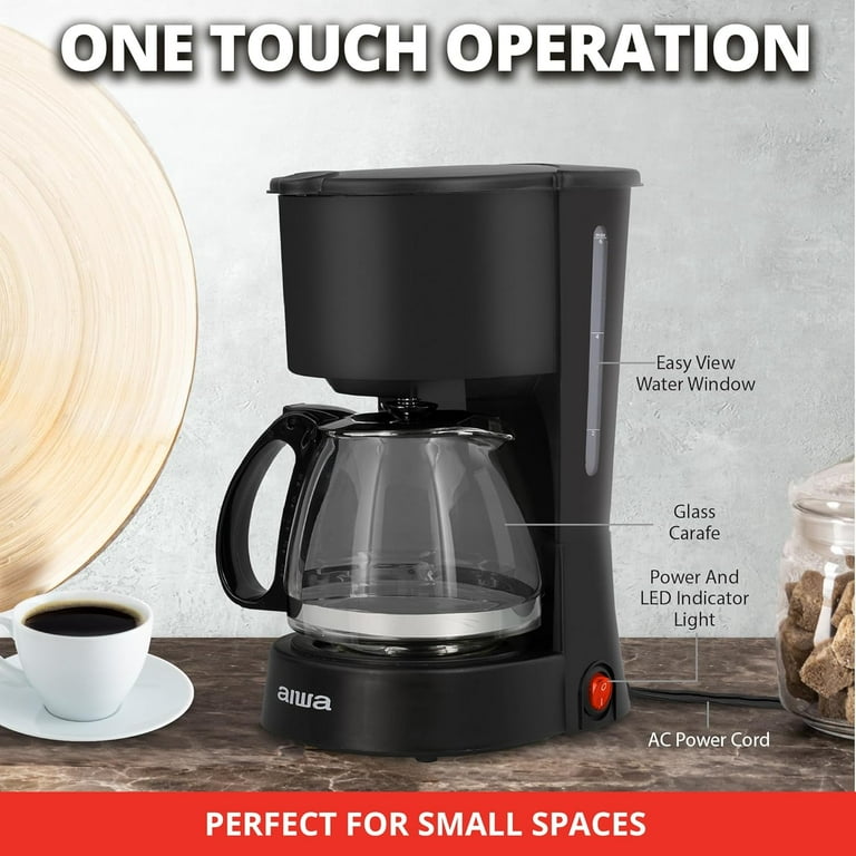 Aiwa 6-Cup Compact Coffee Maker Machine with 22-oz Carafe Coffee