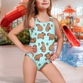 thumbnail image 2 of Yuyamidu Capybara Girl Swimsuit One Piece Bathing Suit with Cross Strap Design Quick Dry Swimwear Full Coverage Beach Swimwear for Girls Ages 5-14, 2 of 7