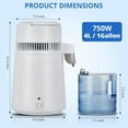 thumbnail image 2 of 4L Water Distiller,Household Stainless Steel Distilled Water Purifier,Countertop Distilled Water Maker,4 Litre Distilled Water Machine for Home.White Plastic Jug., 2 of 17