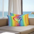 thumbnail image 4 of Outdoor Pillow Cover LGBT Rainbow Stripes Set of 2 Waterproof Throw Pillowcases Love Heart Gay Lesbian Event Decorative Patio Furniture Pillows for Couch Garden Indoor & Outdoor Use, 4 of 9