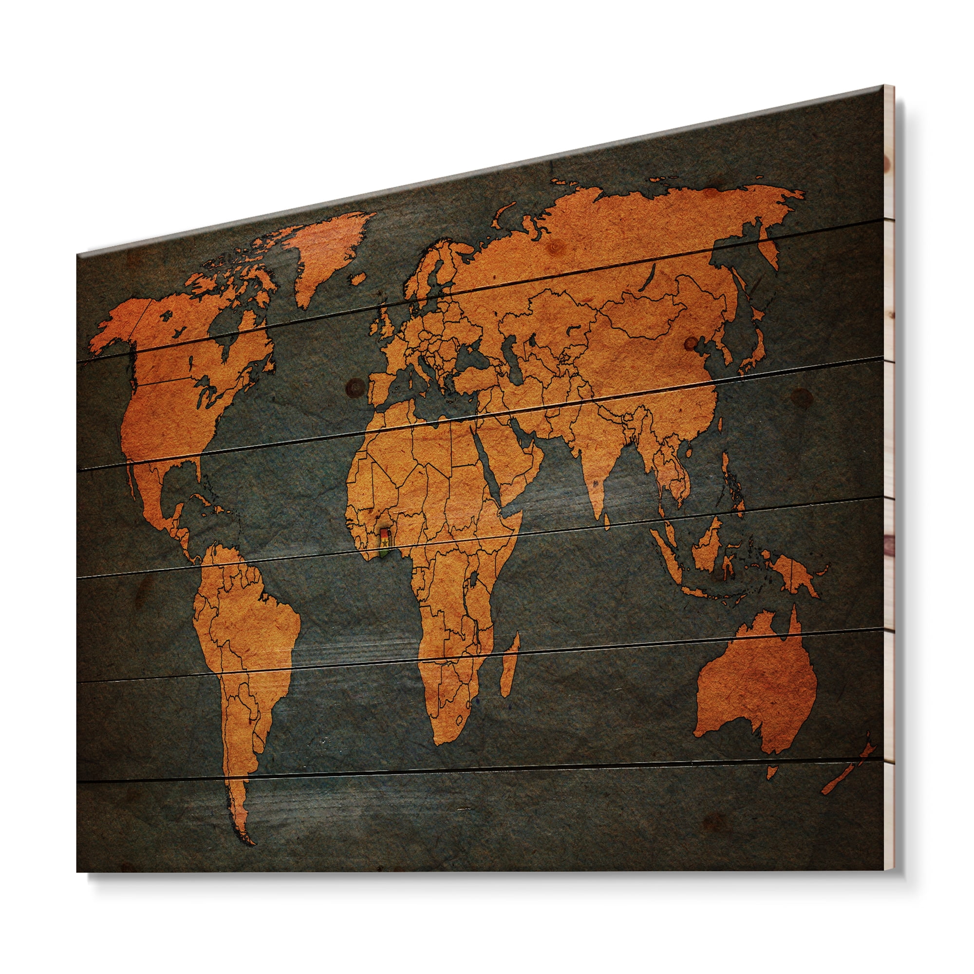 Designart 'Ancient World Map of Africa' Vintage Print on Natural Pine Wood
