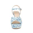 thumbnail image 6 of BLISSFUL STEP Women's Shoes Floral Pattern Platform Chunky Heel Open Toe Slingback Buckle Strap  Sandals Blue 7, 6 of 7