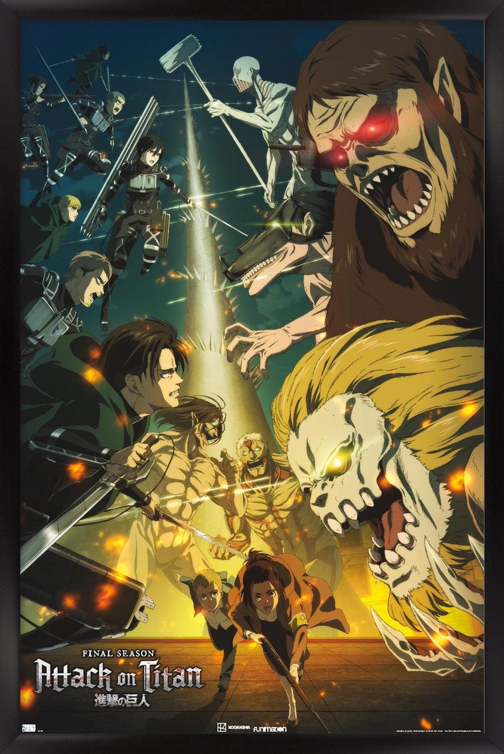 Attack on Titan: Season 4 - Key Visual 3 Wall Poster with Magnetic Frame, 22.375" x 34"