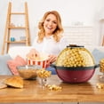 thumbnail image 2 of Electric Popcorn Machine, Home Use 6 Quart/24 Cup Stirring Popcorn Maker with Vented Serving Lid, Non-Sticking Coating, Stainless Steel Rod, Side Handle, Countertop Popcorn Popper for Movie, Red, 2 of 10