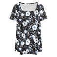 thumbnail image 4 of Summer Blouses for Women Plus Size Floral Tunic Short Sleeve Square Neck Loose Fit Ruffle Tunic Tops ,L-5XL, 4 of 4