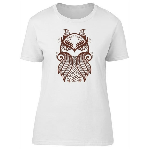 Beautiful Mehndi Floral Owl T-Shirt Women -Image by Shutterstock, Female Small