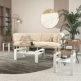 thumbnail image 3 of Newboti Furniture Set of 2, Modern Tempered Glass Tea Table Coffee Table End Table, Square Table for Living Room, Transparent/White 09215, 3 of 14
