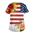 thumbnail image 4 of Iaqnaocc 4th of July Scrub Tops Women USA Flag Striped Floral Print Nurse Working Uniforms Trendy V Neck Side Slits Scrub Shirt Party Short Sleeve Medical Workwear with Pockets Vermilion 3XL, 4 of 4