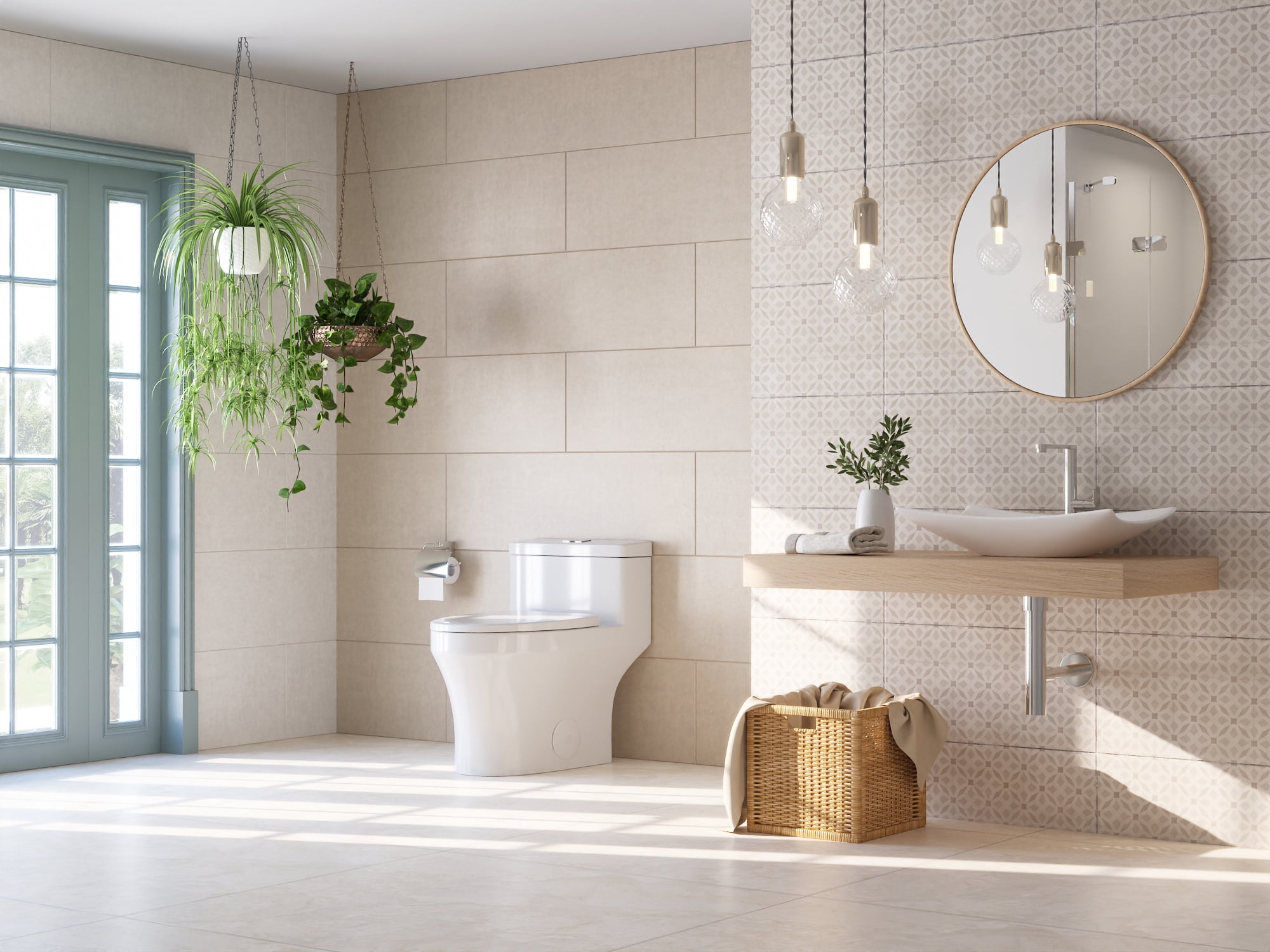 DV-1F0075 Prism One-Piece Modern Toilet, Comfortable Seat Height Toilet with Dual-Flush Fully Glazed (Seat Included)