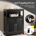 thumbnail image 6 of YANG2 Bathroom Floor Cabinet, Wooden Storage Cabinet with Double Shutter Doors & 3-Position Adjustable Shelf, Side Storage Organizer Cabinet, 23.5 x 12 x 31.5 inches (Black), 6 of 9
