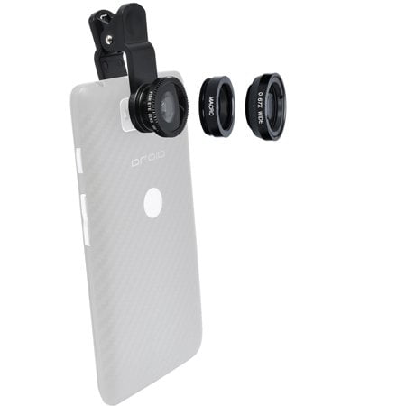 Zuma 3-in-1 Clip-on Fisheye, Macro & .67x Wide-Angle Lens Set for Smartphones & tabllets