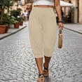 thumbnail image 2 of VBVC Women's Plus High Waisted Harem Capri Pants , Casual Summer Joggers For Women , Ladies' Lightweight Yoga Lounge Trousers with Pockets, Khaki , L-5XL, 2 of 9