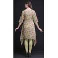 thumbnail image 3 of Bimba Beige Carnation & Daisy Floral Asymmetric Kurta Indian Tunic Tops For Women Printed Indian Clothing Large, 3 of 6