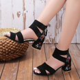 thumbnail image 2 of XIHAHA-Sandalias de tacón grueso para mujer, zapatos de baile con bordado Retro, a la moda, novedad de verano, 2 of 5