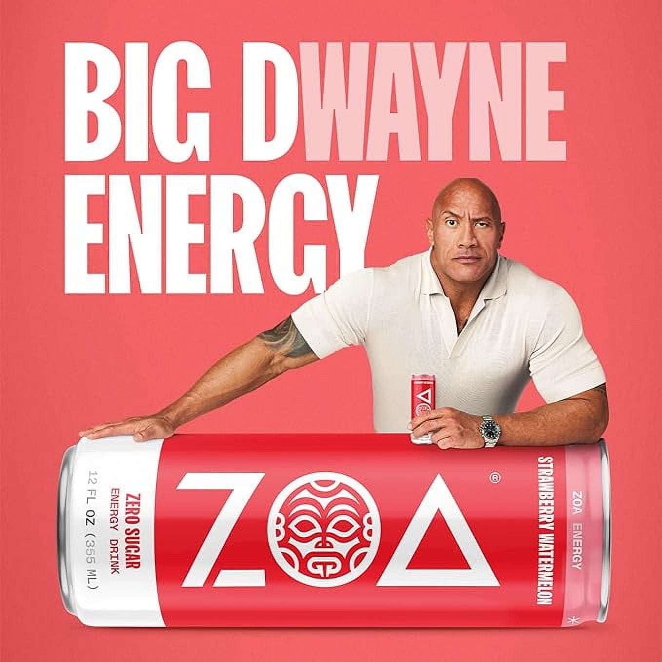 ZOA Zero Sugar Naturally Caffeinated Energy Drink, Strawberry Watermelon, 12oz (12-Pack)