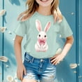 thumbnail image 3 of Short Sleeve Shirts for Girls Crew Neck Easter Print Sweatshirt Breathable Comfort Baby Girls' Tops,Mint Green,160, 3 of 5
