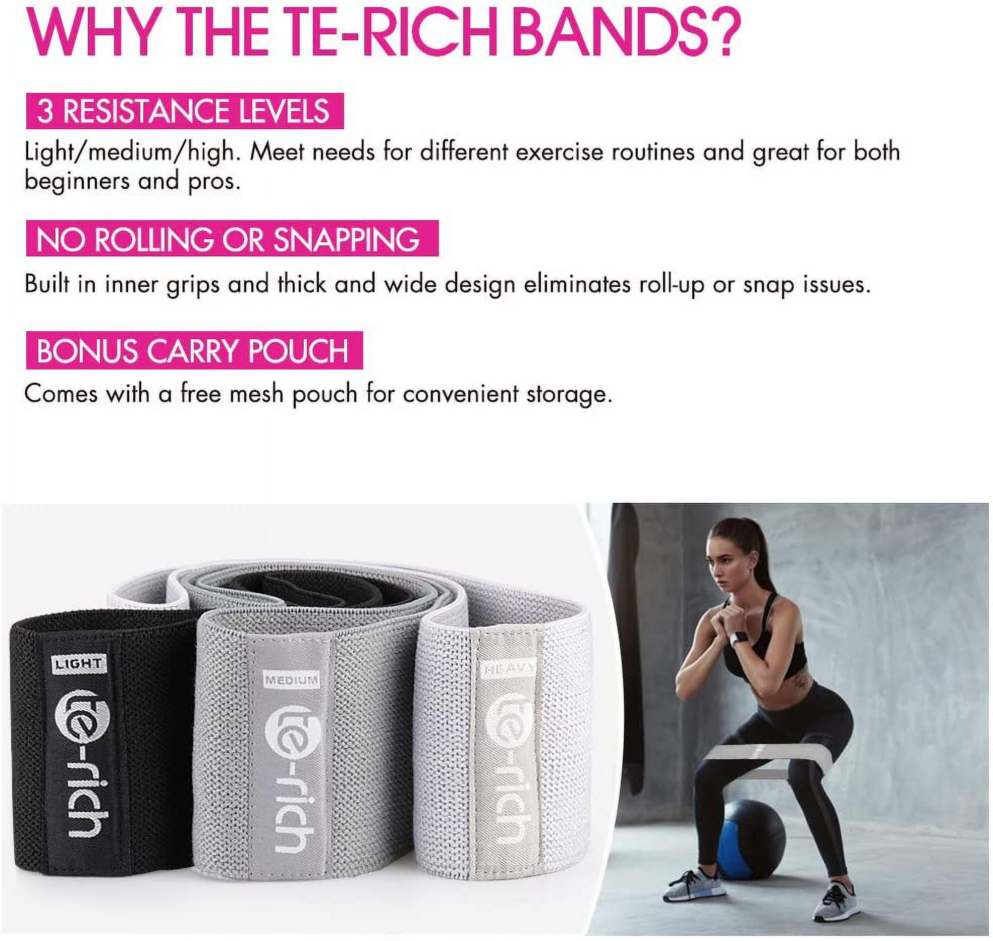 JJEAN-Resistance Bands, Fabric Workout Bands for Women & Men, Cloth Booty Resistance Loop Bands, Thick Squat Bands for Butt/Legs/Thigh/Hip/Glute Excersing