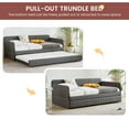 thumbnail image 6 of Daybed, Twin Size Sleeper Sofa Bed with Underneath Trundle, Sturdy Metal Frame for Bedroom Living Room Guest Room, Grey, 6 of 8