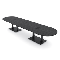 14' Modular Racetrack Conference Table With Double Bases Power Units