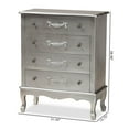 thumbnail image 2 of Baxton Studio Callen Silver Finished Wood 4-Drawer Storage Cabinet, 2 of 10