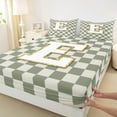 thumbnail image 3 of Castle Fairy Personalized Initial 4 Pieces Queen Sheet Sets for Kids,Geometric Lattice Ultra Soft Flat Sheet,Golden Glitter Queen Fitted Sheet,Luxury Bedroom Decor, 3 of 7