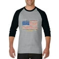 thumbnail image 1 of Artix - Mens Raglan Sleeve Baseball T-Shirts - American Flag USA in Gold, 1 of 5