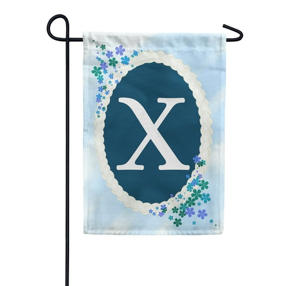 America Forever Spring Monogram Garden Flag Letter X 12.5 x 18 inches Double Sided Vertical Outdoor, Yard, Lawn, Beautiful Flowers, Floral Design, Summer Farmhouse Garden Flag