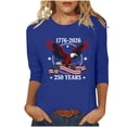 thumbnail image 2 of Womens Casual Printed 3/4 Sleeve Top, Round Neck Pullover Blouse, USA 250th Anniversary Breathable Lightweight Summer Fashion Tunic Shirt, Daily Wear, Plus Size S-4XL, 2 of 7