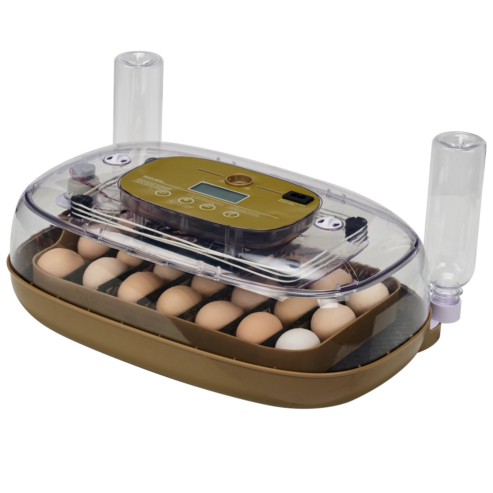 24 Eggs Incubator with Automatic Egg Turning, 110V Digital Poultry Hatcher with LED Egg Candler, Temperature & Humidity Control, Auto Water Adding, for Chickens Ducks Quails