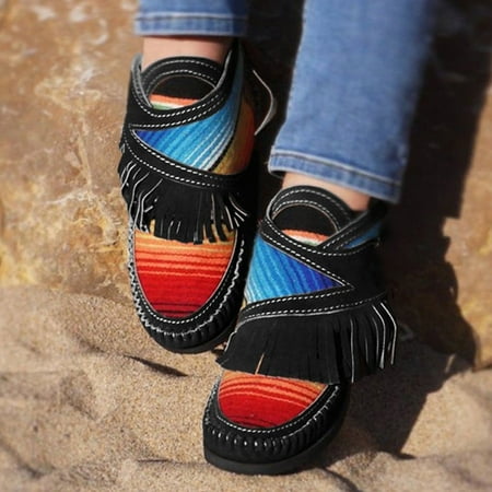 

Aueoeo Womens Ankle Boots Snow Boots For Women Fringed Short Boot Women British Style Tassel Boots Nationa Wind Ankle Boots Wom