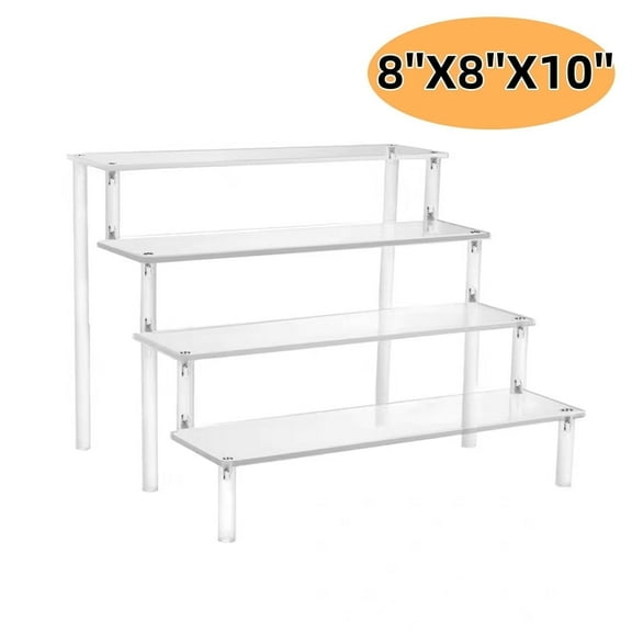 Acrylic Risers Display Stands, Clear Shelf 4 Tier Display Stand Steps for Food Desserts Stand Lotion Holder, Cupcake Stand Small Mini Display Stand for Organizer and Decoration (Clear,8''X8''X10'')