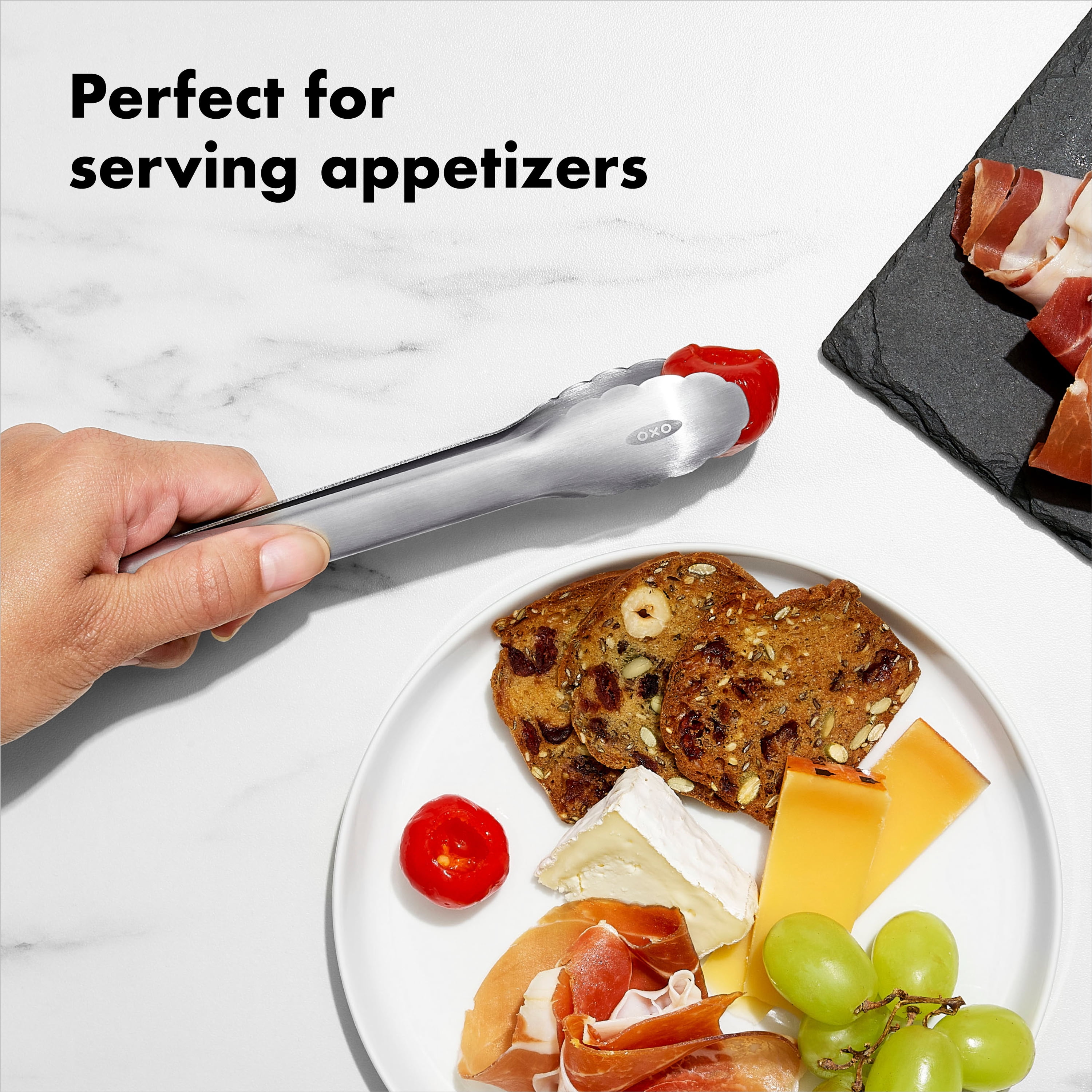 OXO SoftWorks Stainless Steel Mini 7-inch Food Tong with Locking Handle