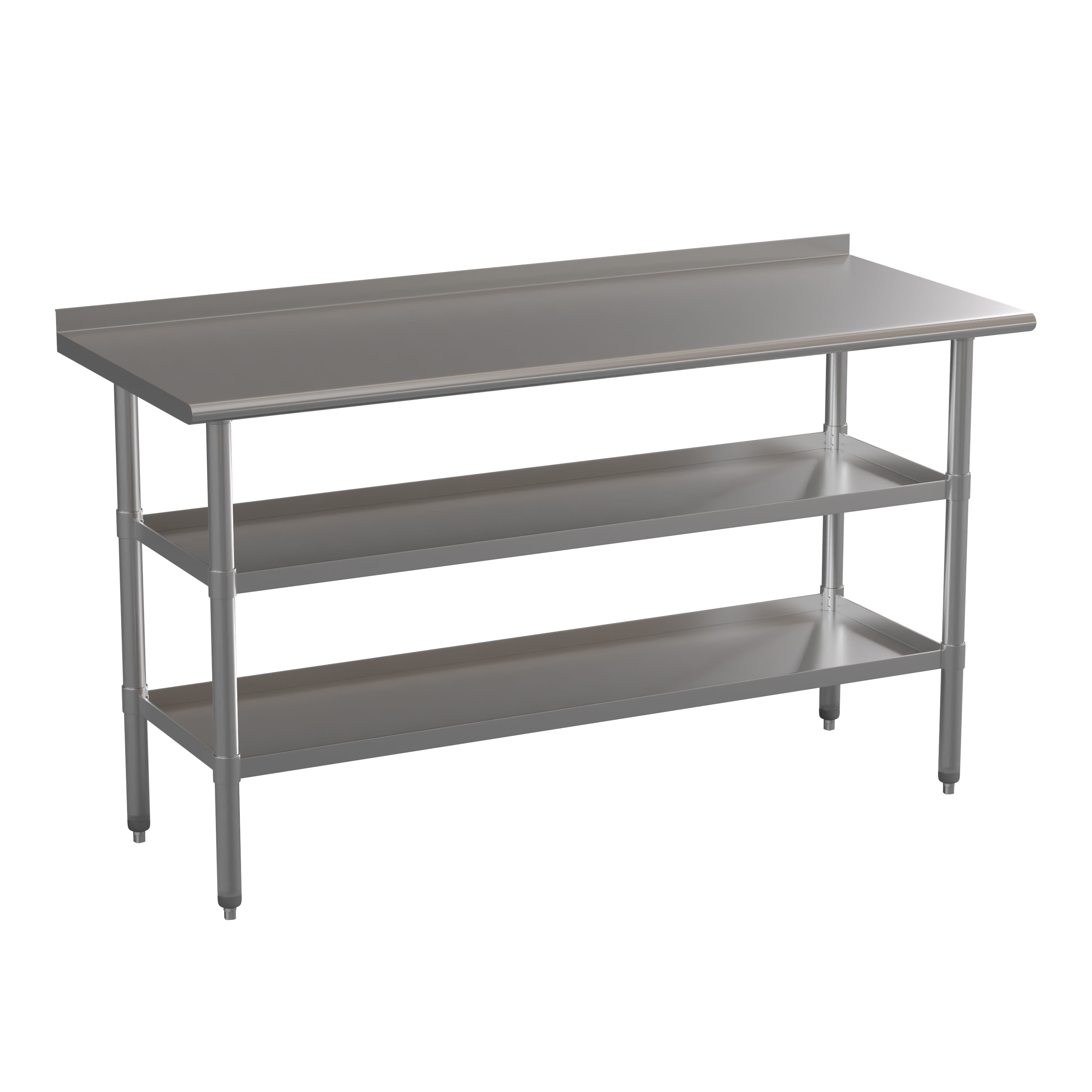Emma + Oliver NSF Certified Stainless Steel 18 Gauge Work Table with 1.5" Backsplash and Undershelves - 60"W x 24"D x 36"H