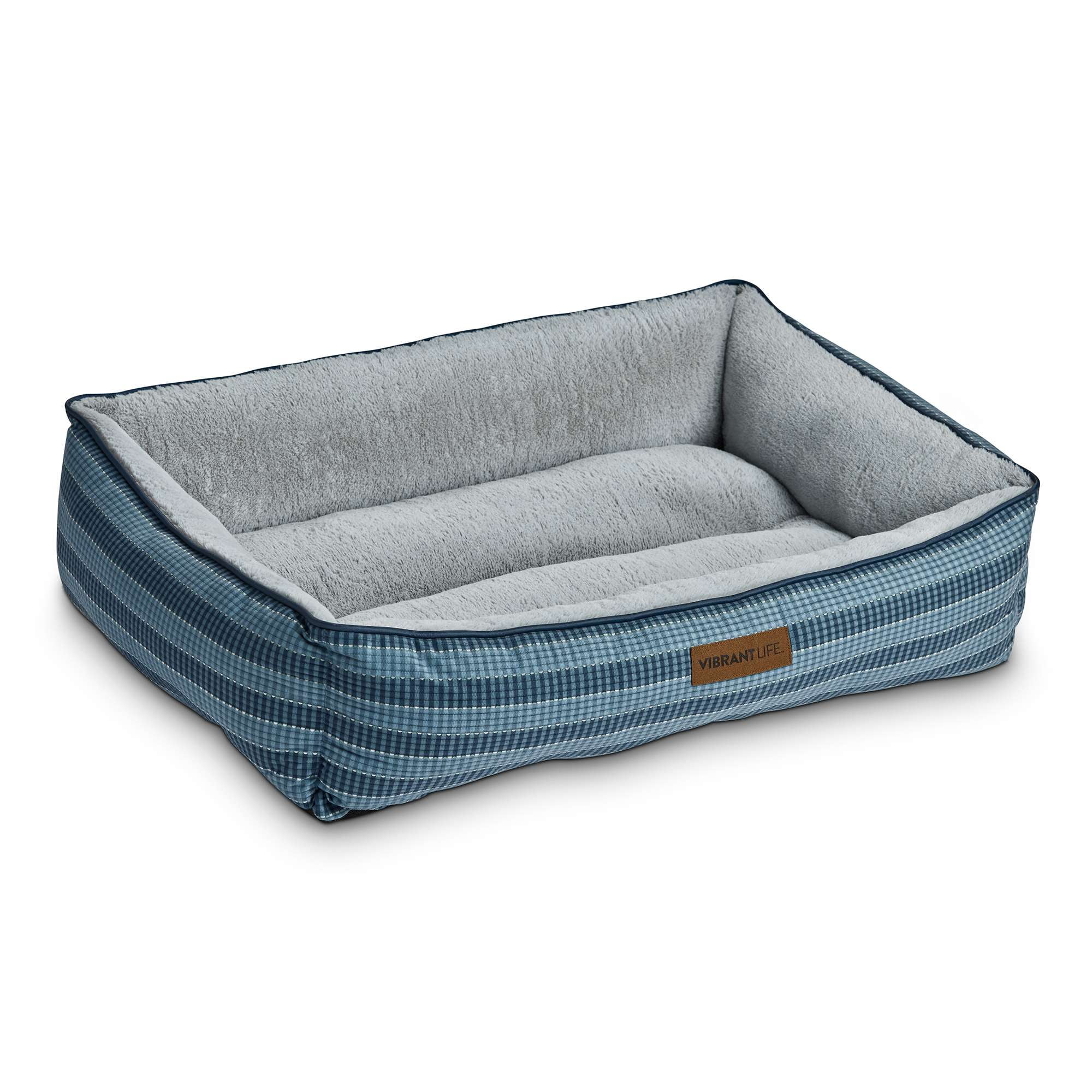 (2 pack) Vibrant Life Large Dog Bed, Bolster Dog Bed for Large Dogs, 36" x 27", Blue