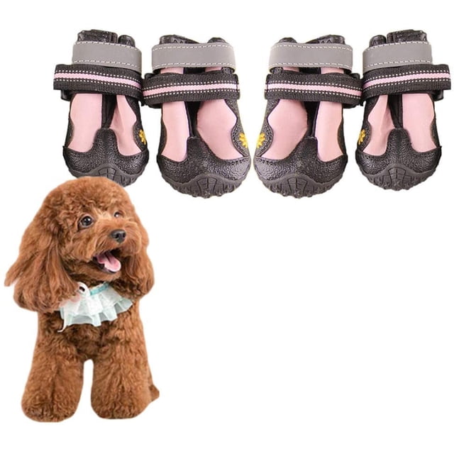 pares de botas para perros, zapatos para perros, botas antideslizantes para perros, protección para patas lesionadas, calcetines impermeables para perros, botas para mascotas, rosa, #2