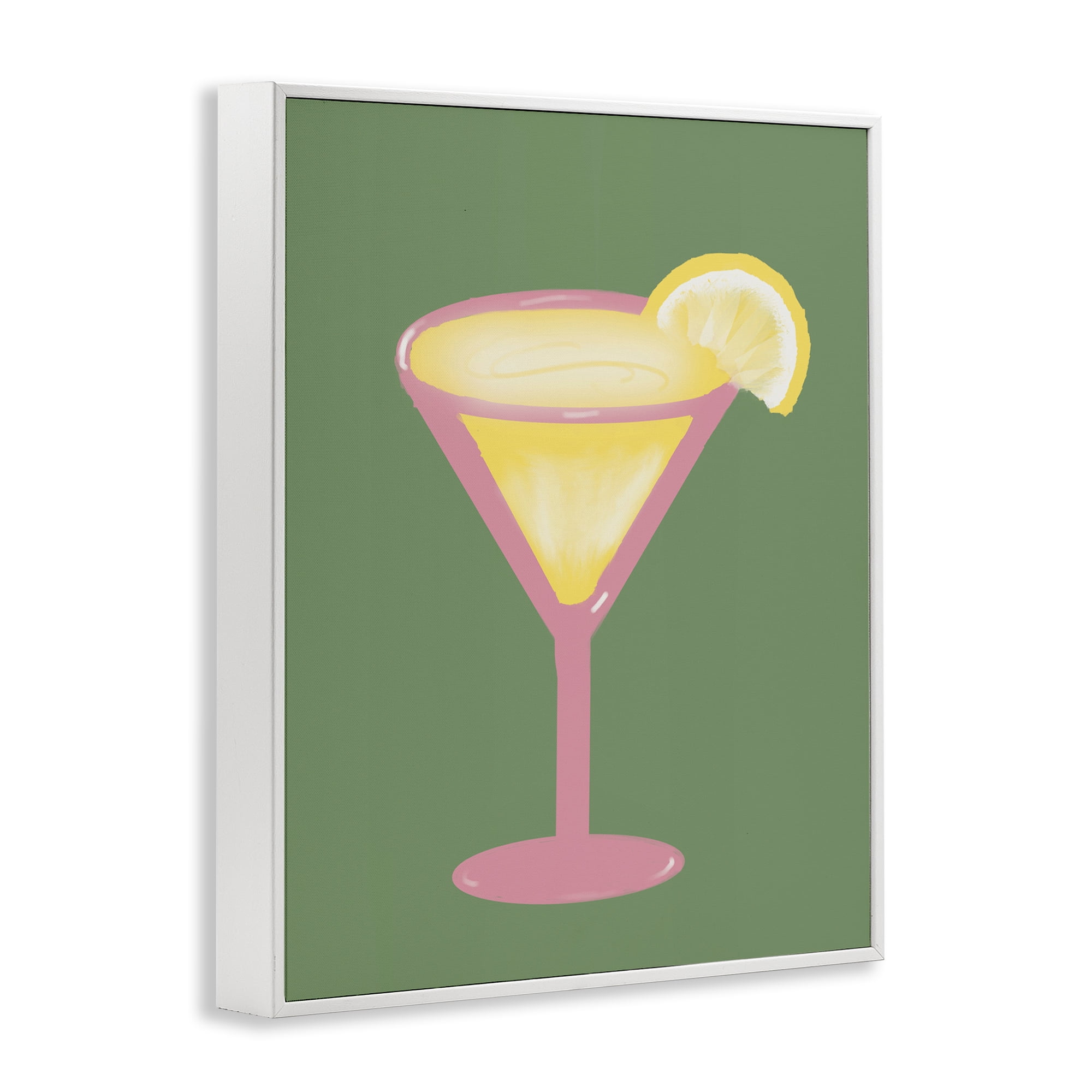 Stupell Industries Lemon Drop Glass over Green White Framed Giclee Art, design by Robin Maria