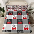 thumbnail image 2 of Homewish Kawaii Bowknot Cherry Twin Sheet Sets, Cartoon Buffalo Plaid Twin Fitted Sheet, Teens Kids Boys Girls Flat Sheet, Super Cozy Room Decor, 3pcs, 2 of 7