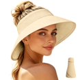 thumbnail image 2 of Summer Hollow Top Sun‑Shade Hat for Ladies Large Brim Breathable Packable Visor Cap Beach Vacation Driving Shopping Headwear, 2 of 4